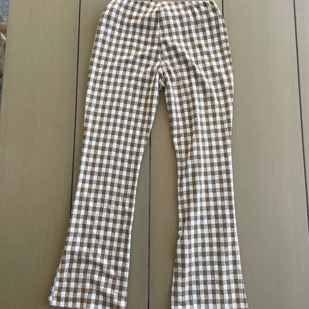 Orange and white plaid pants